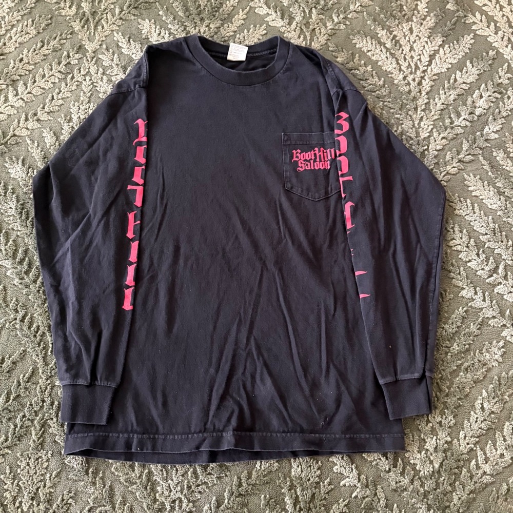 Vintage 2003 Boot Hill Saloon Biketoberfest Long Sleeve Pocket T-Shirt Mens L